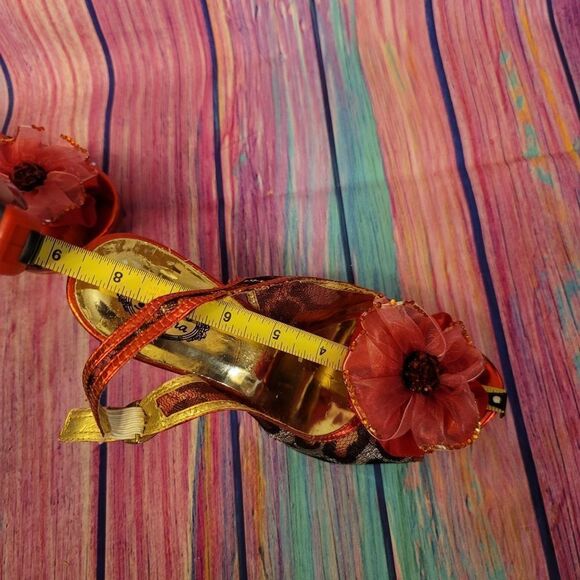 Italina Red and Gold Leopard Print Heels - Picture 5 of 16